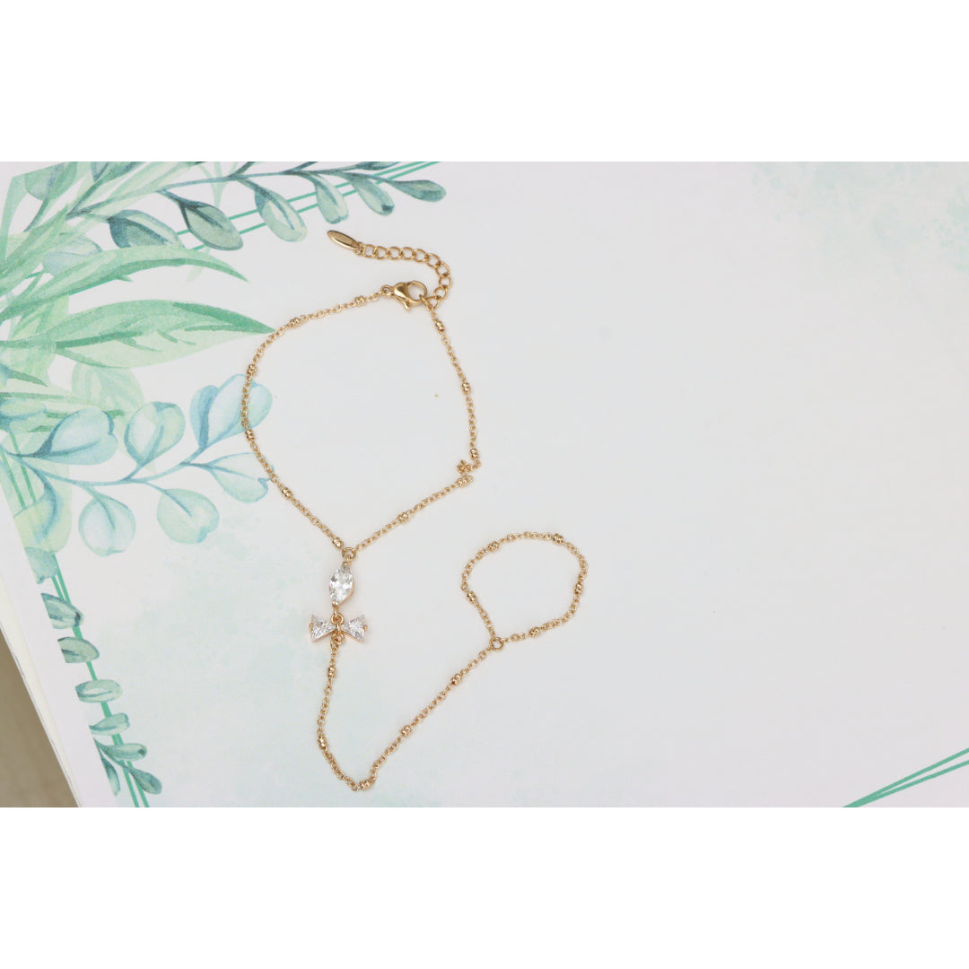 Elegant Rose Gold Bracelet with Bow Charm and Adjustable Chain, XPBL0605 (2061-4)