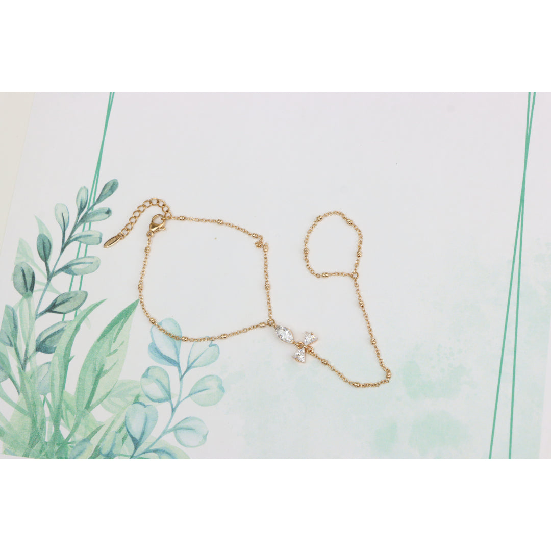 Elegant Rose Gold Bracelet with Bow Charm and Adjustable Chain, XPBL0605 (2061-4)