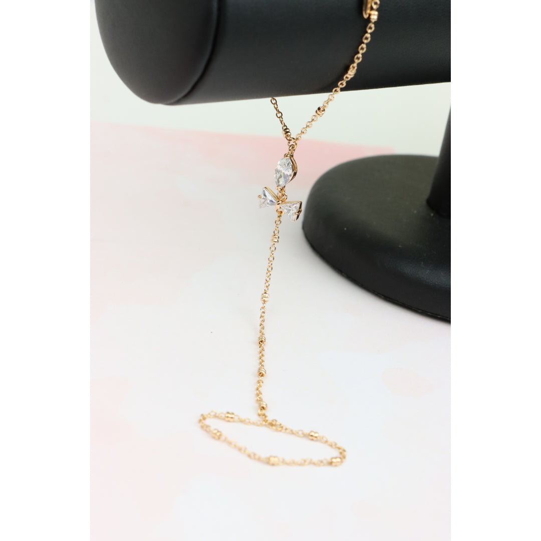 Elegant Rose Gold Bracelet with Bow Charm and Adjustable Chain, XPBL0605 (2061-4)