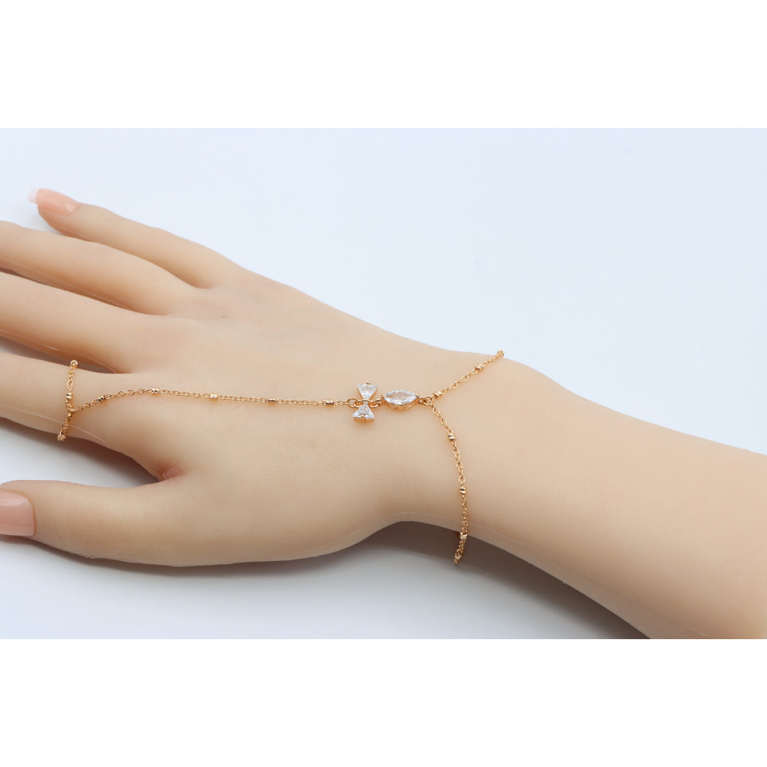 Elegant Rose Gold Bracelet with Bow Charm and Adjustable Chain, XPBL0605 (2061-4)