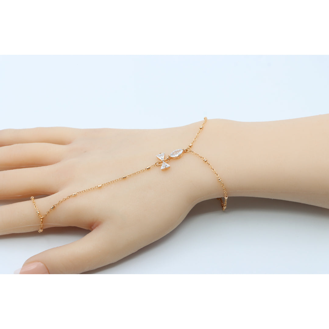 Elegant Rose Gold Bracelet with Bow Charm and Adjustable Chain, XPBL0605 (2061-4)