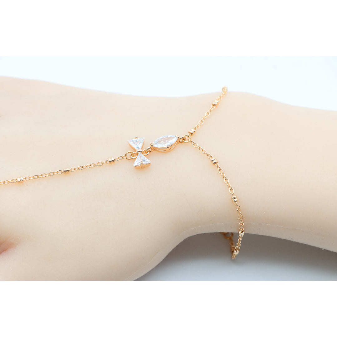 Elegant Rose Gold Bracelet with Bow Charm and Adjustable Chain, XPBL0605 (2061-4)