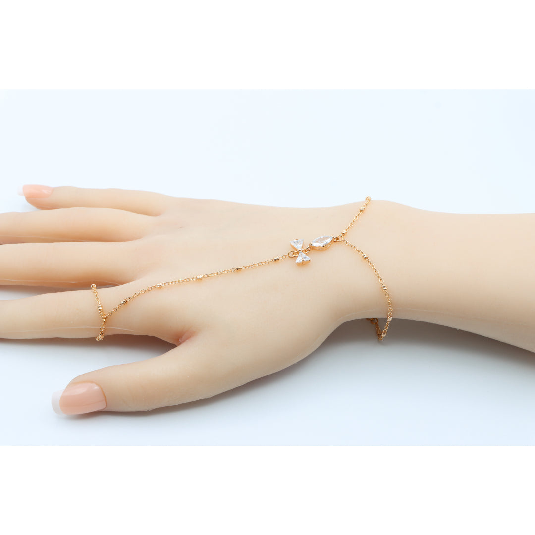 Elegant Rose Gold Bracelet with Bow Charm and Adjustable Chain, XPBL0605 (2061-4)