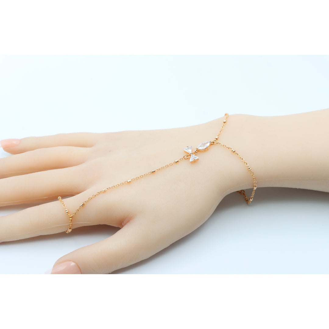 Elegant Rose Gold Bracelet with Bow Charm and Adjustable Chain, XPBL0605 (2061-4)