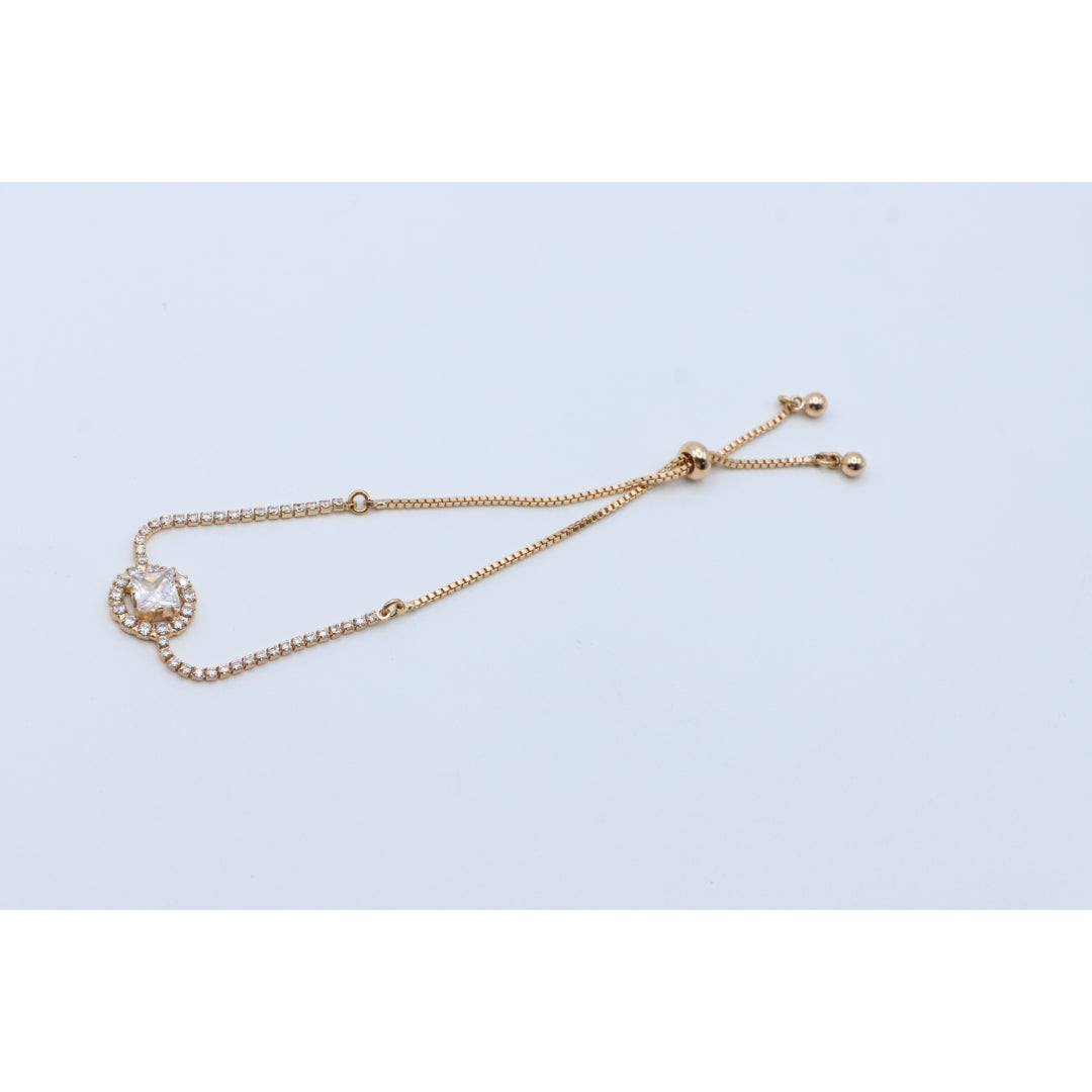 Chic Rose Gold Plated Adjustable A-Bracelet with Sparkling Design, XPAB0608 (2061-7)