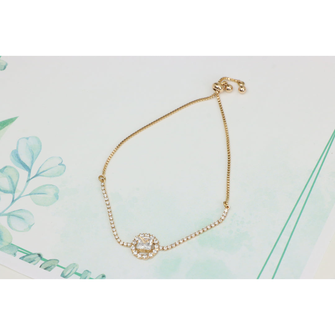 Chic Rose Gold Plated Adjustable A-Bracelet with Sparkling Design, XPAB0608 (2061-7)
