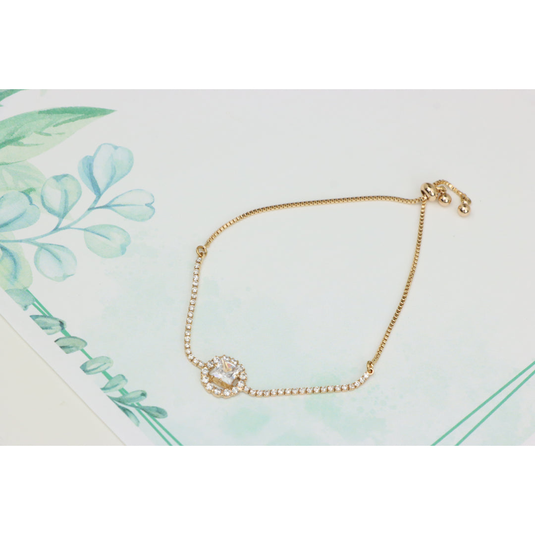 Chic Rose Gold Plated Adjustable A-Bracelet with Sparkling Design, XPAB0608 (2061-7)