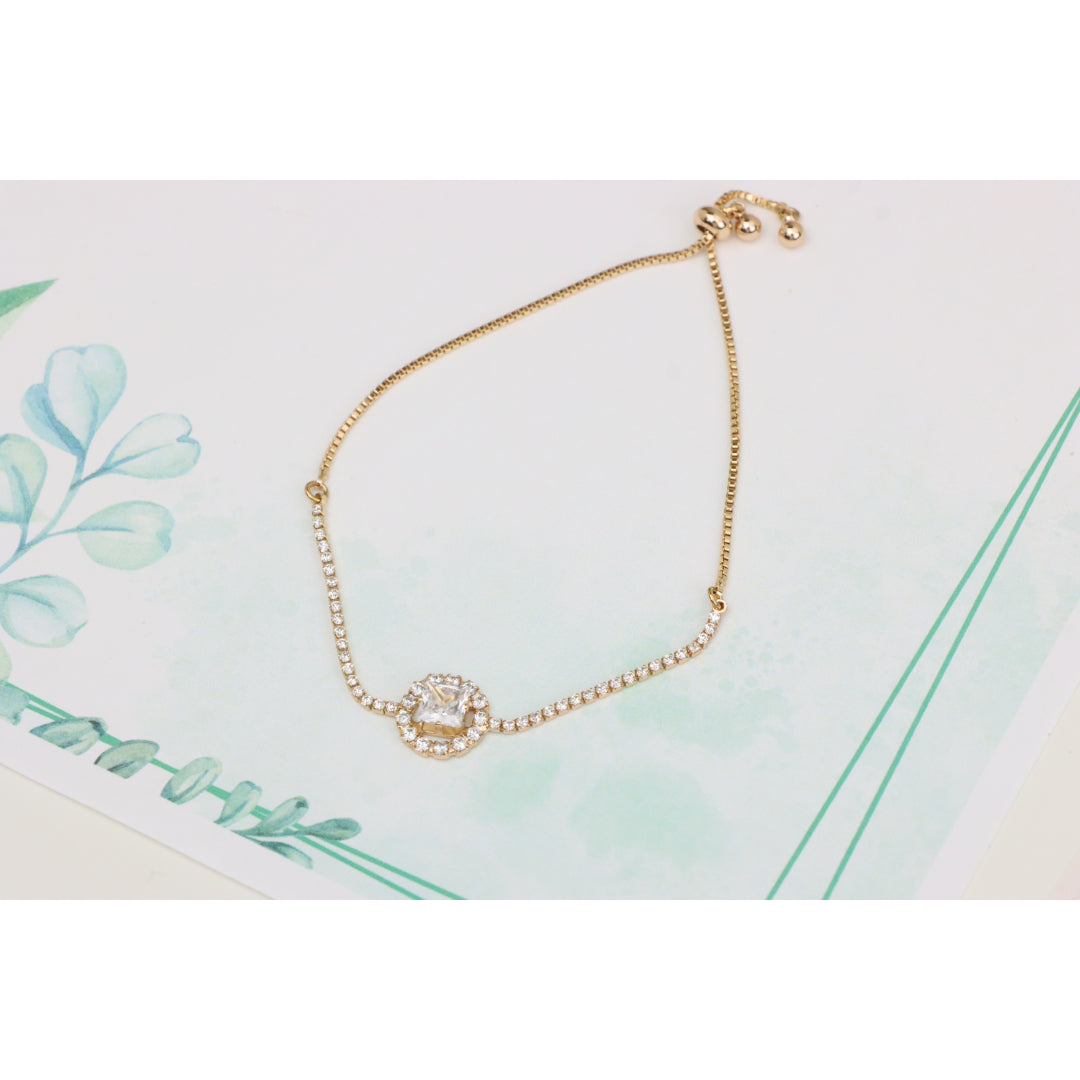 Chic Rose Gold Plated Adjustable A-Bracelet with Sparkling Design, XPAB0608 (2061-7)