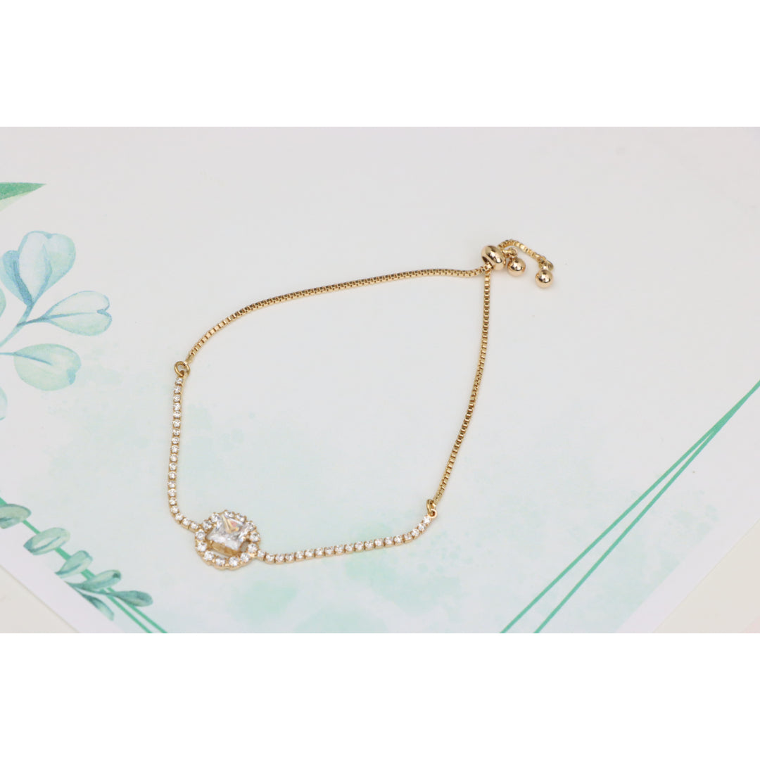 Chic Rose Gold Plated Adjustable A-Bracelet with Sparkling Design, XPAB0608 (2061-7)