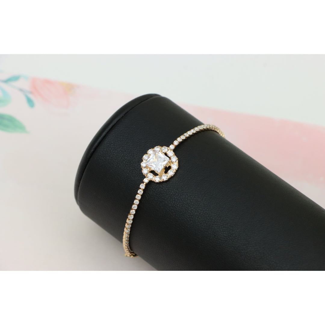 Chic Rose Gold Plated Adjustable A-Bracelet with Sparkling Design, XPAB0608 (2061-7)