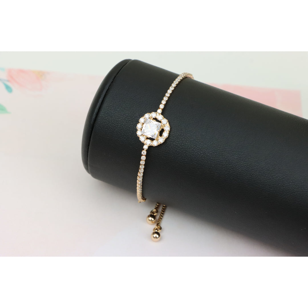 Chic Rose Gold Plated Adjustable A-Bracelet with Sparkling Design, XPAB0608 (2061-7)