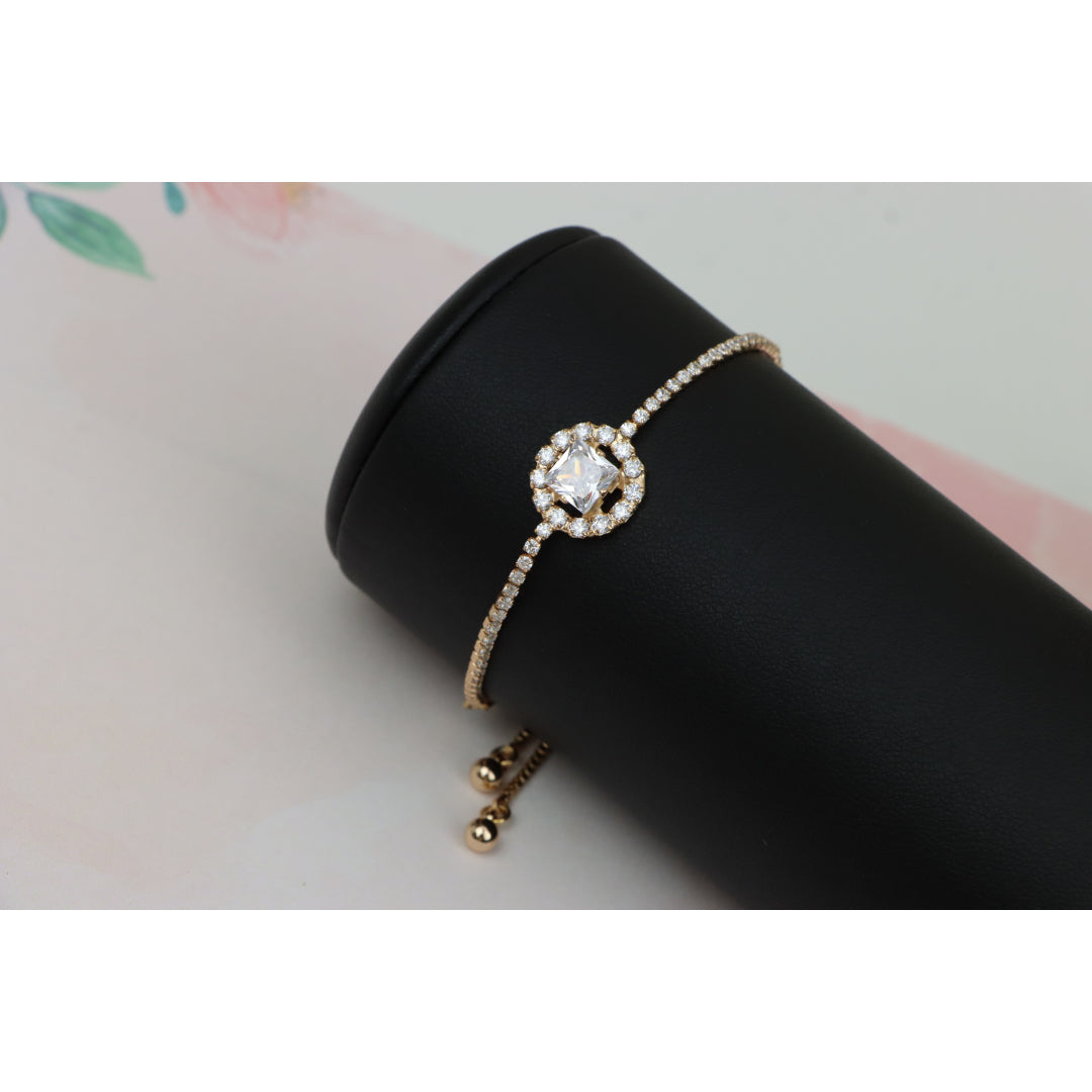 Chic Rose Gold Plated Adjustable A-Bracelet with Sparkling Design, XPAB0608 (2061-7)