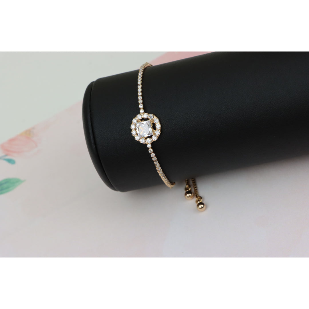 Chic Rose Gold Plated Adjustable A-Bracelet with Sparkling Design, XPAB0608 (2061-7)