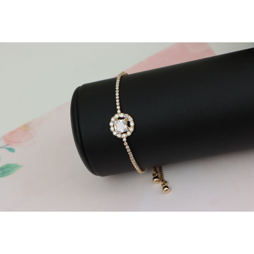 Chic Rose Gold Plated Adjustable A-Bracelet with Sparkling Design, XPAB0608 (2061-7)
