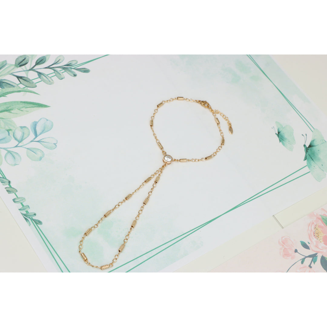 Elegant Rose Gold Plated Chain Bracelet with Sparkling Center Stone, XPBL0607 (2061-6)