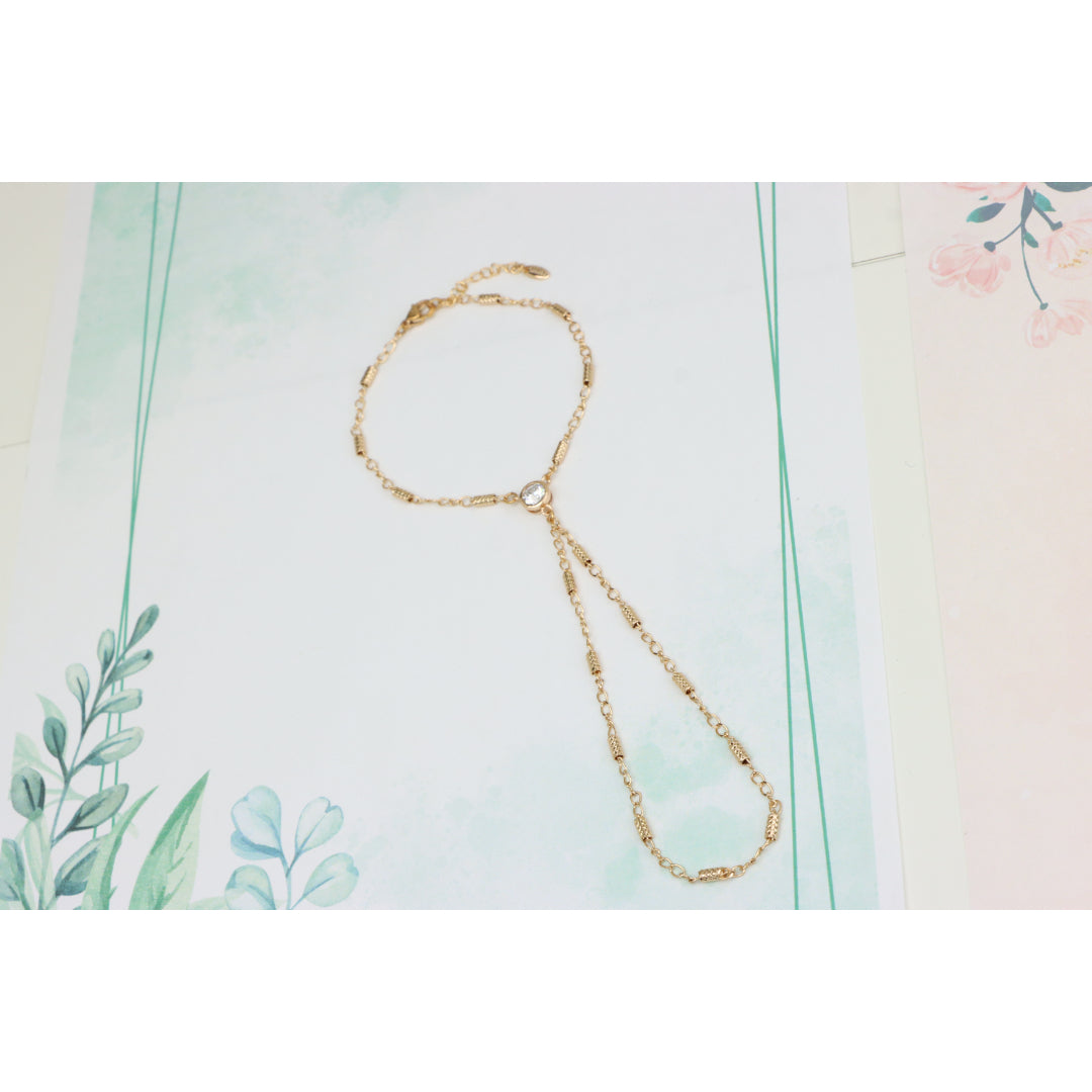 Elegant Rose Gold Plated Chain Bracelet with Sparkling Center Stone, XPBL0607 (2061-6)