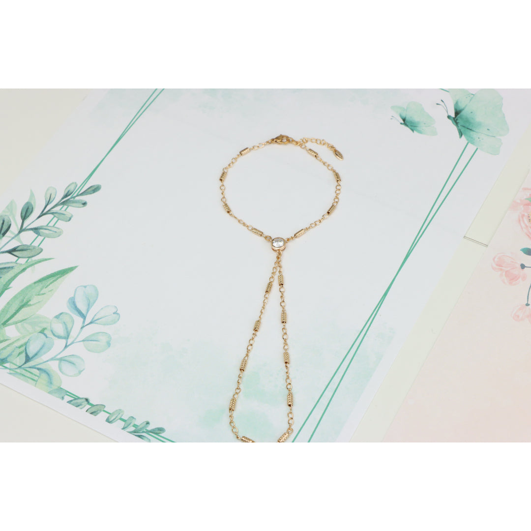 Elegant Rose Gold Plated Chain Bracelet with Sparkling Center Stone, XPBL0607 (2061-6)