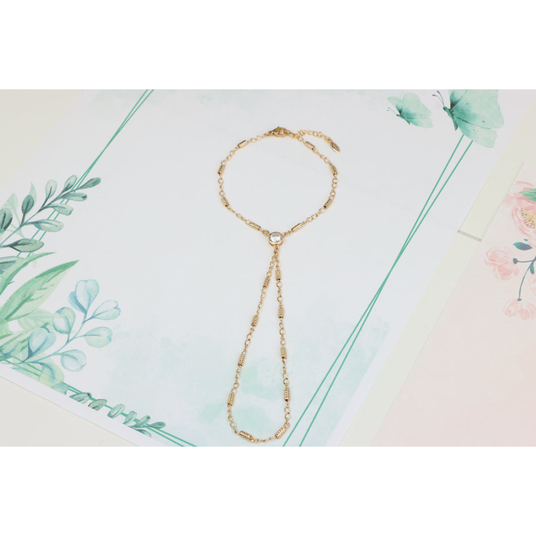 Elegant Rose Gold Plated Chain Bracelet with Sparkling Center Stone, XPBL0607 (2061-6)