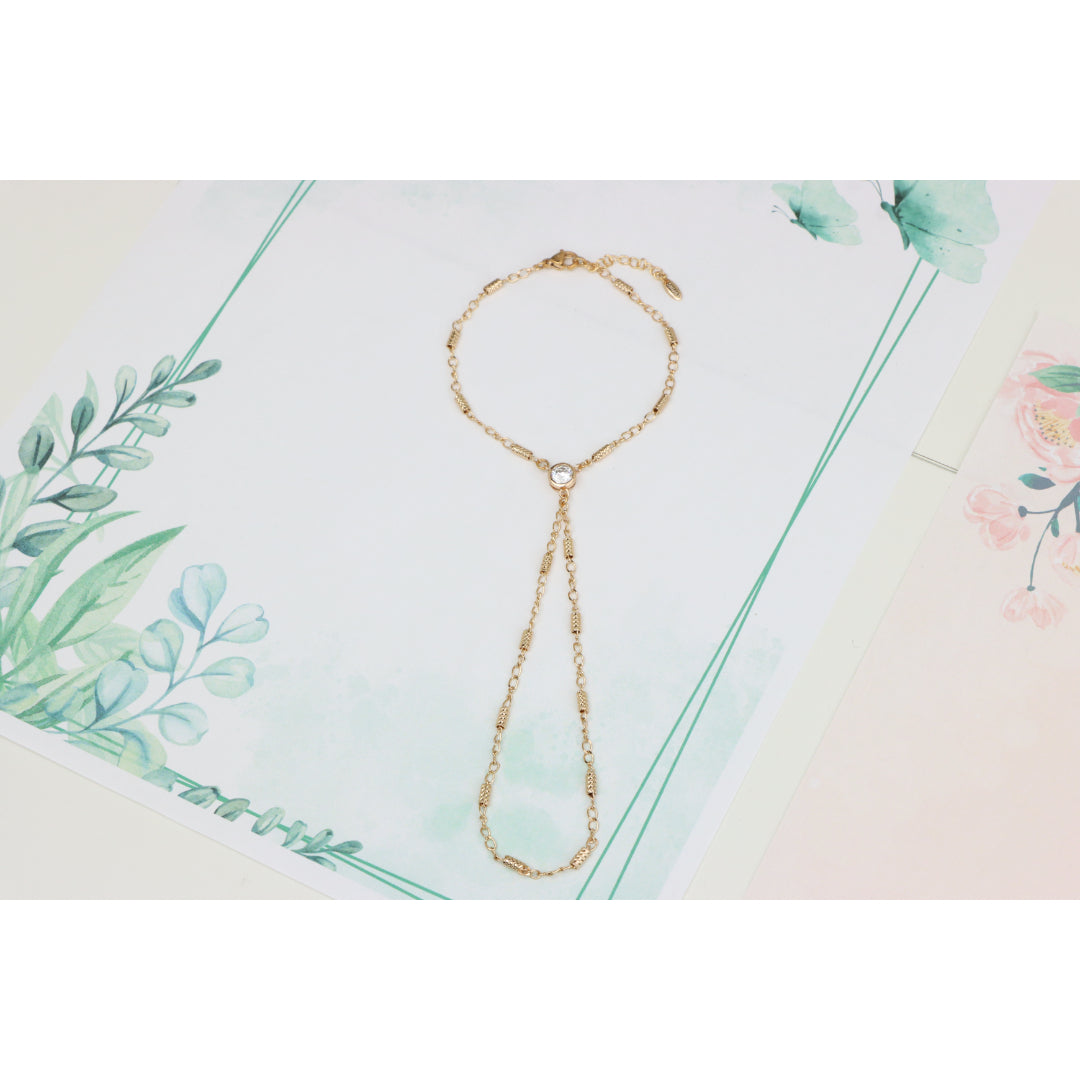 Elegant Rose Gold Plated Chain Bracelet with Sparkling Center Stone, XPBL0607 (2061-6)