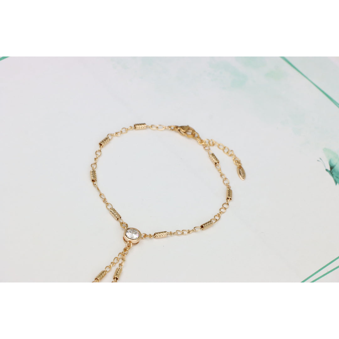 Elegant Rose Gold Plated Chain Bracelet with Sparkling Center Stone, XPBL0607 (2061-6)