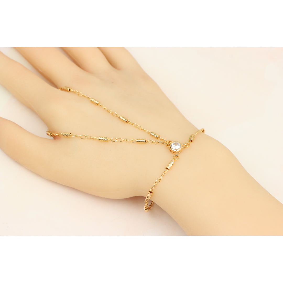 Elegant Rose Gold Plated Chain Bracelet with Sparkling Center Stone, XPBL0607 (2061-6)