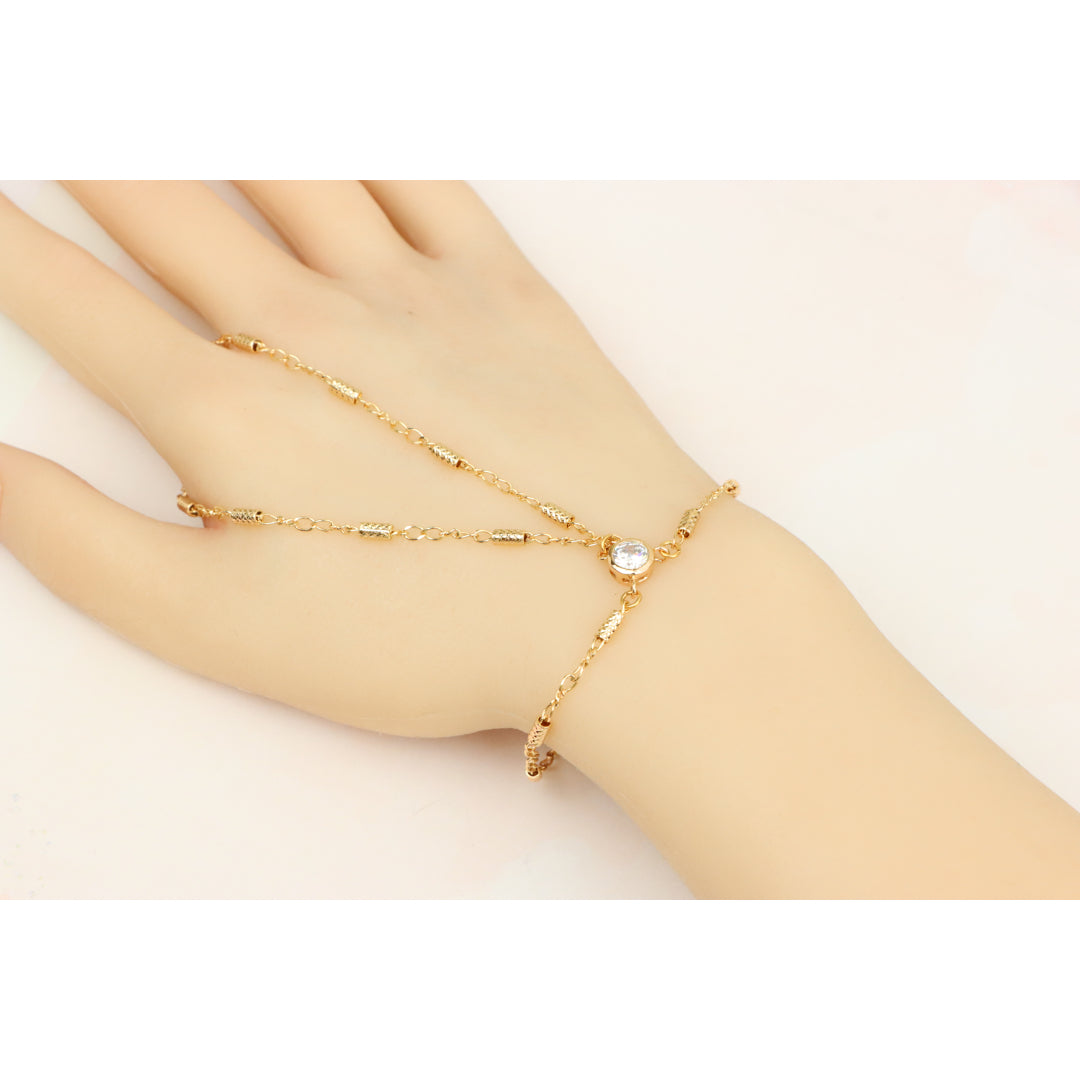 Elegant Rose Gold Plated Chain Bracelet with Sparkling Center Stone, XPBL0607 (2061-6)