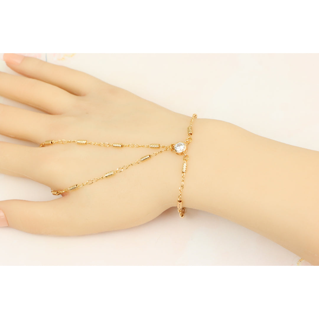 Elegant Rose Gold Plated Chain Bracelet with Sparkling Center Stone, XPBL0607 (2061-6)