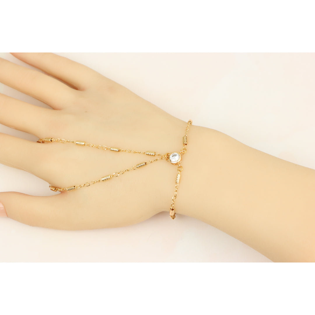 Elegant Rose Gold Plated Chain Bracelet with Sparkling Center Stone, XPBL0607 (2061-6)