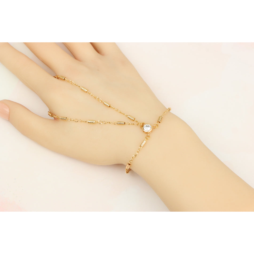 Elegant Rose Gold Plated Chain Bracelet with Sparkling Center Stone, XPBL0607 (2061-6)