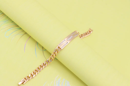 Sleek Rose Gold Bracelet with Triple Row Crystal Accent, XPBL0977 (2098-6)