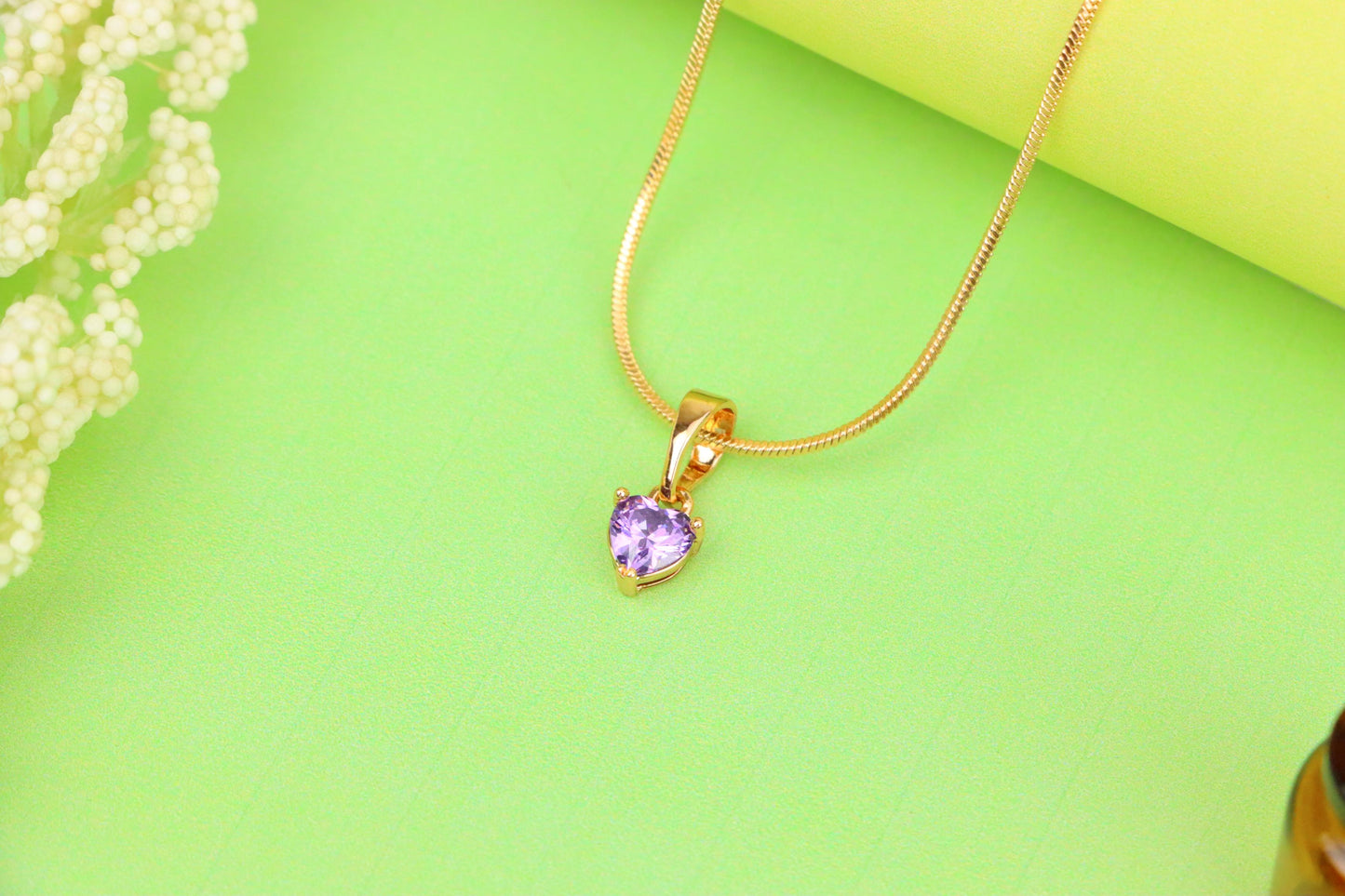 Elegant Heart-Shaped Purple Pendant in Gold, XPPT1304 (2130-8)