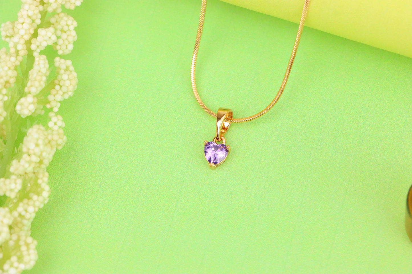 Elegant Heart-Shaped Purple Pendant in Gold, XPPT1304 (2130-8)