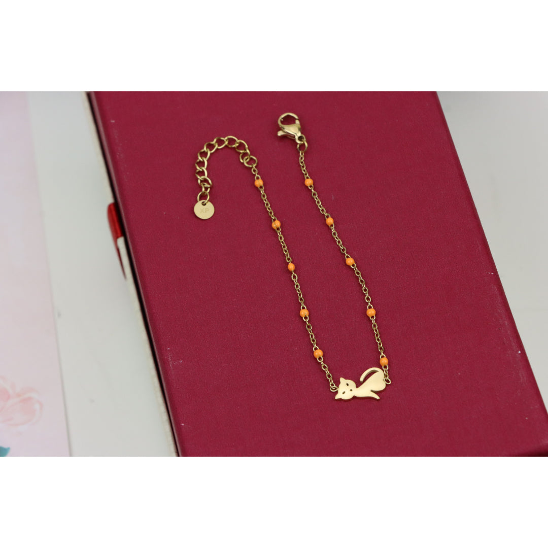 Elegant Yellow Gold Adjustable Bracelet with Sparkling Center Stone, XPBL0609 (2061-8)
