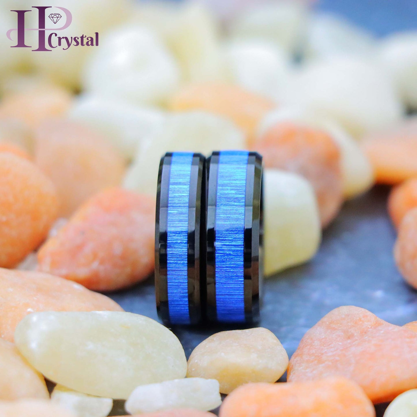 Stylish Black IP Plated Tungsten Ring with Bamboo Fiber Inlay – Men's Jewelry