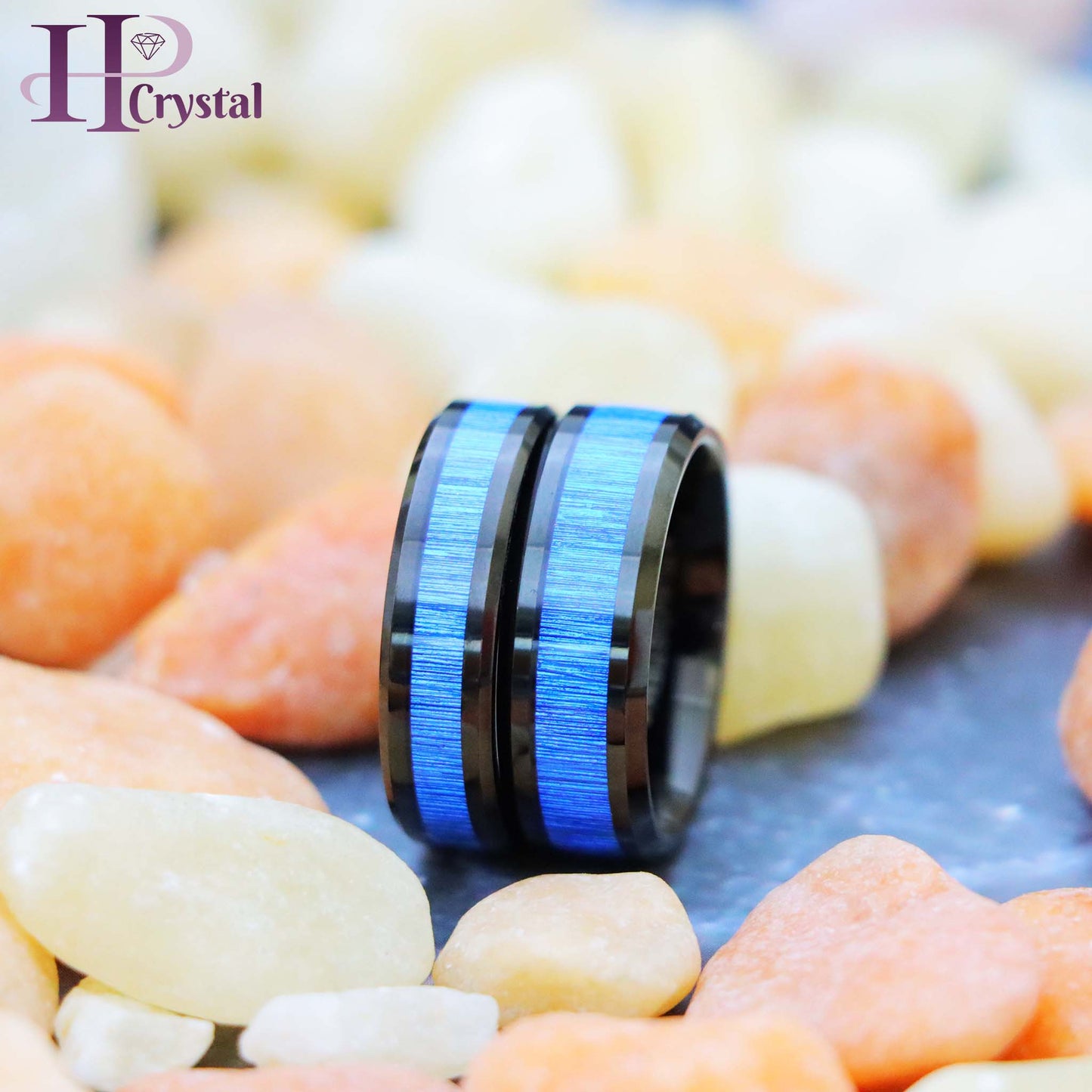 Stylish Black IP Plated Tungsten Ring with Bamboo Fiber Inlay – Men's Jewelry