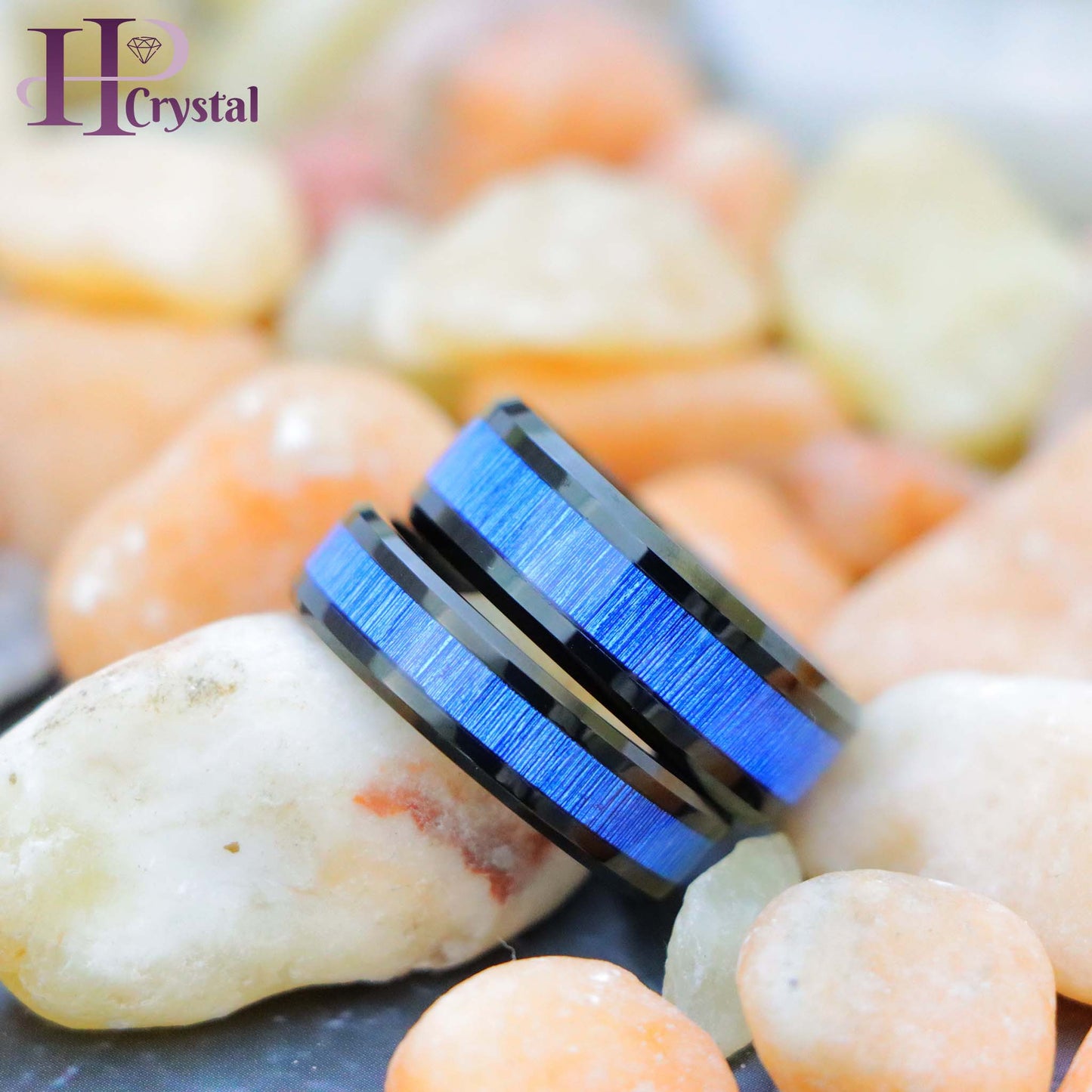 Stylish Black IP Plated Tungsten Ring with Bamboo Fiber Inlay – Men's Jewelry