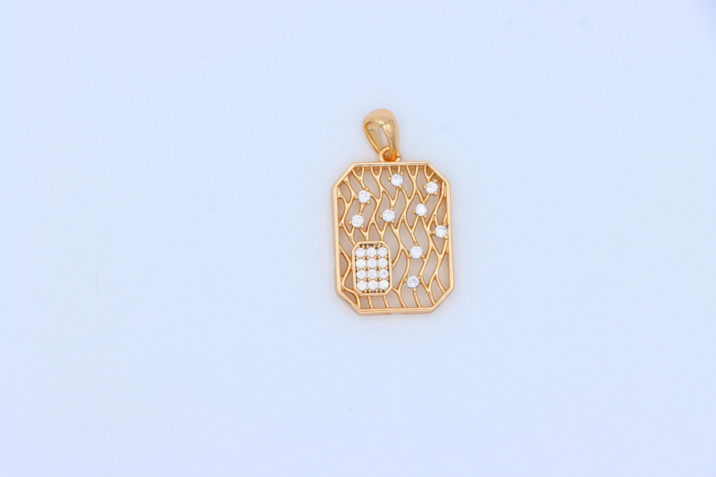 Rose Gold Rectangle Pendant with Crystal Accents, XPPT1307 (2130-10)