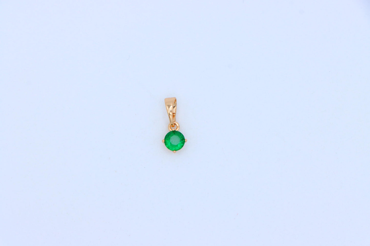 Tiny Green Stone Pendant in Gold Plated Brass – Minimal Everyday Accent, XPPT1761 (2152-6)