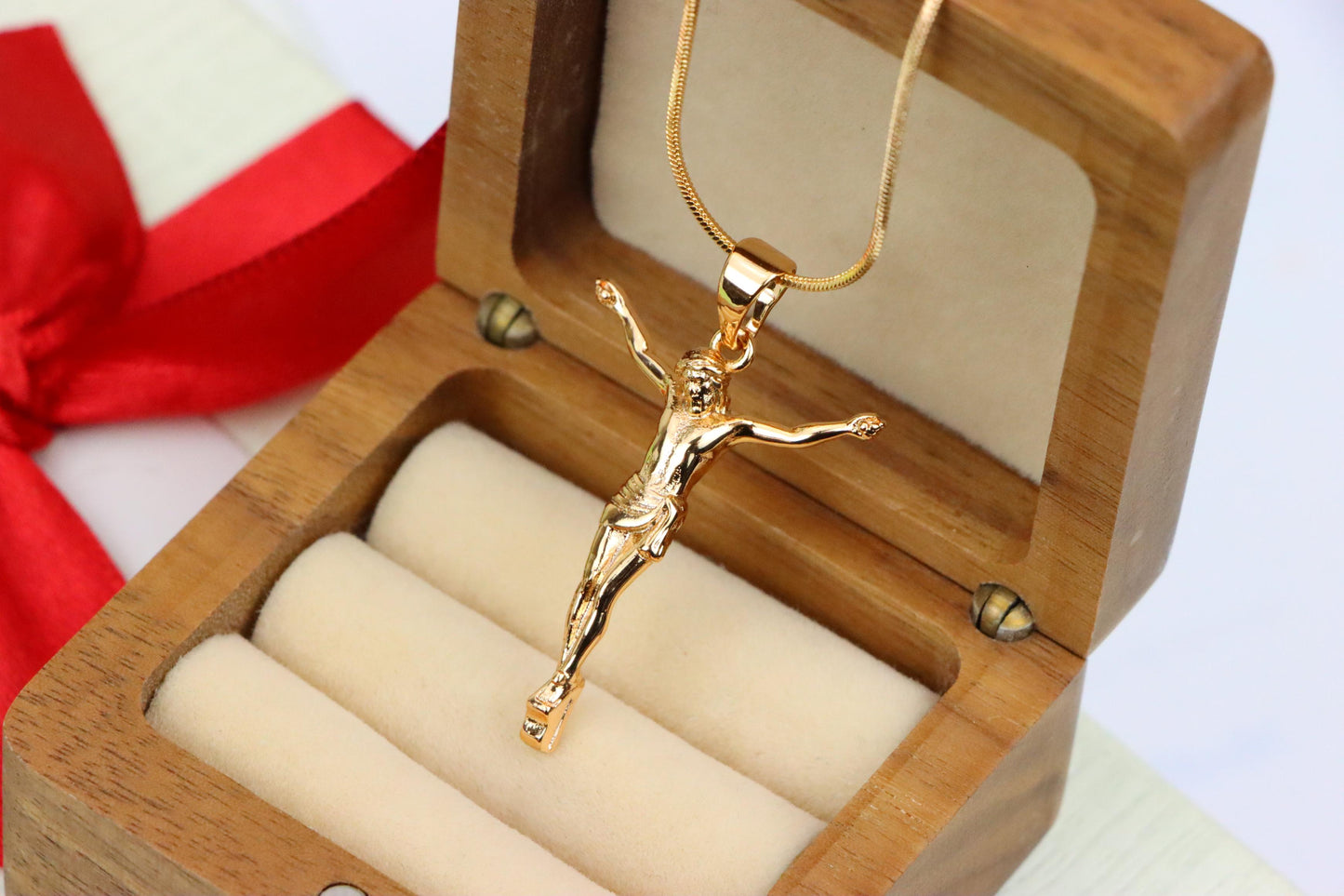 Gold Plated Crucifix Rose Gold Pendant, XPPT1309 (2131-2)