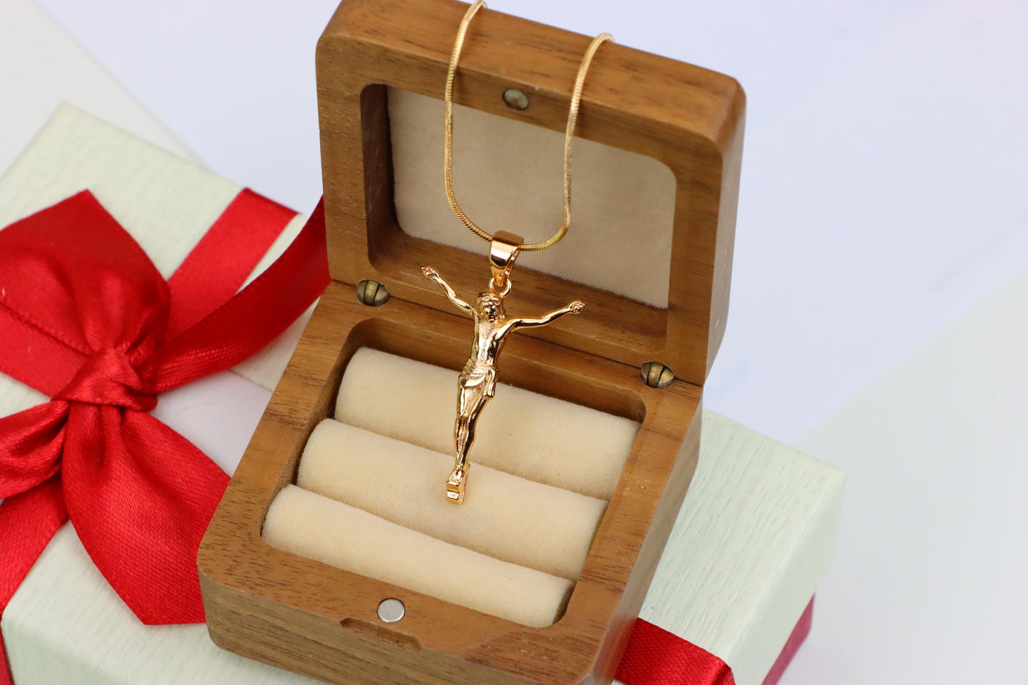 Gold Plated Crucifix Rose Gold Pendant, XPPT1309 (2131-2)