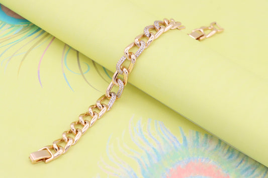 Chunky Rose Gold Chain Bracelet with Crystal Links, XPBL0982 (2099-1)