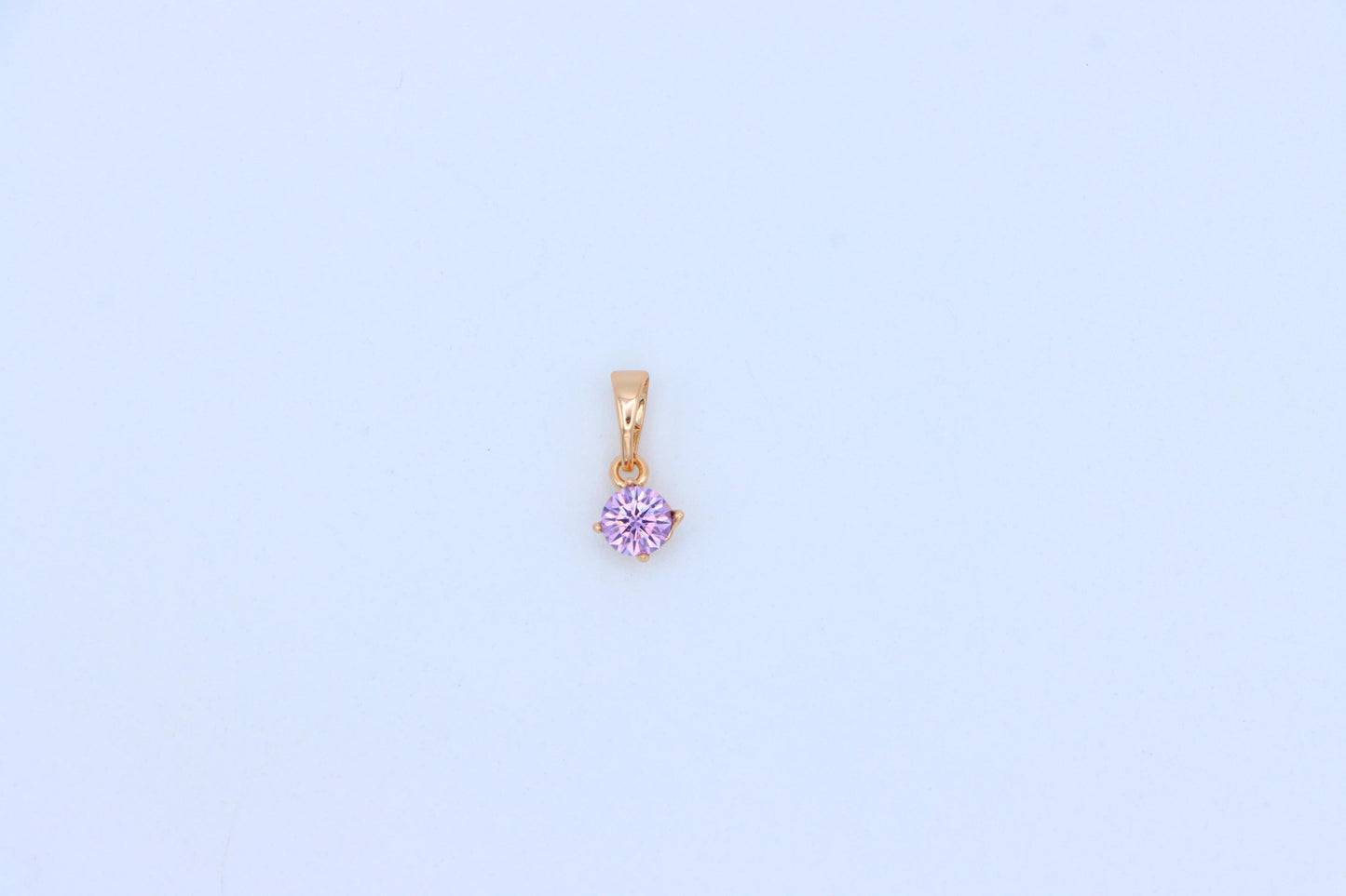 Tiny Purple Stone Pendant in Gold Plated Brass – Subtle Sparkle Charm, XPPT1763 (2152-6)