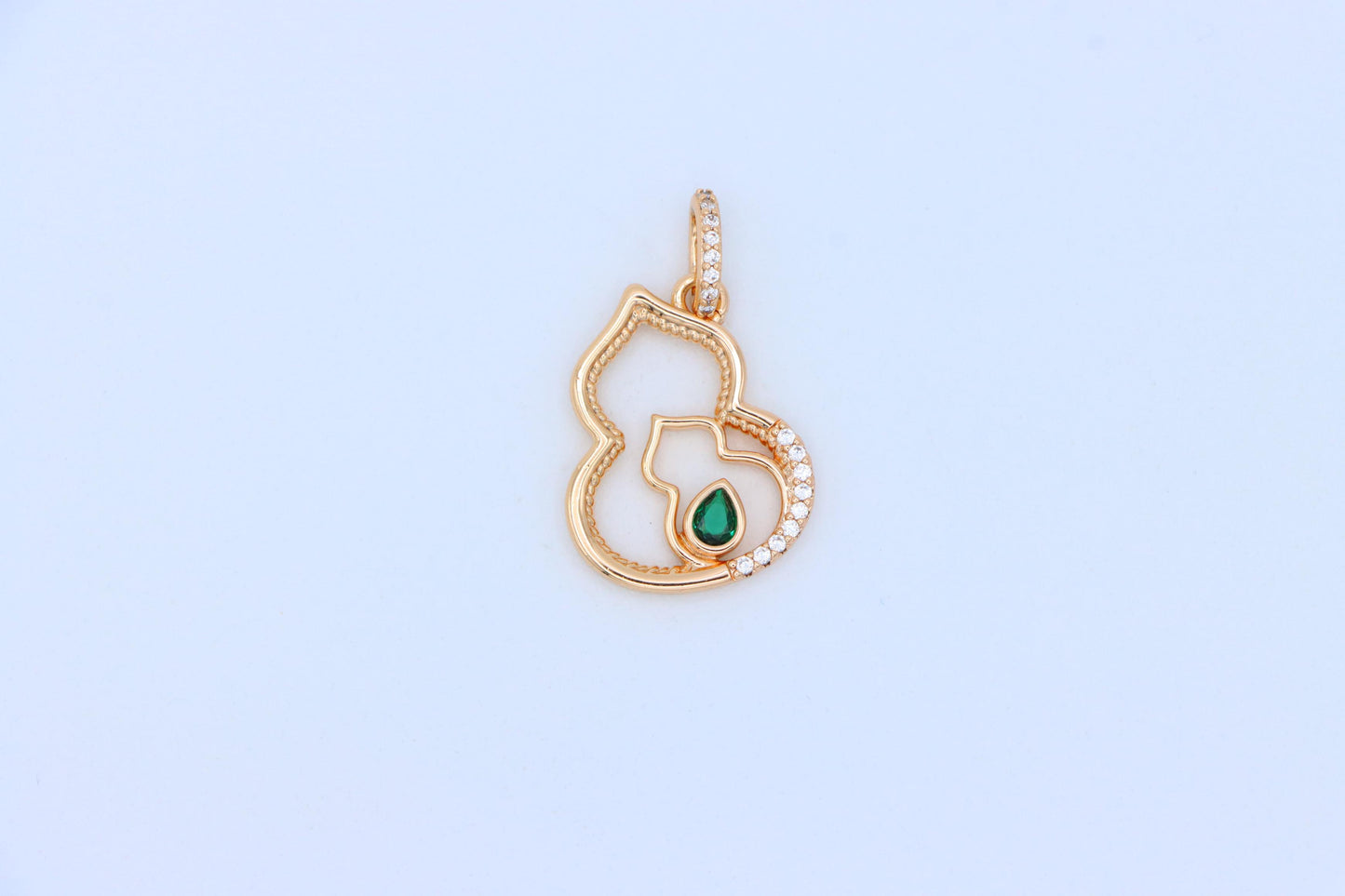 Rose Gold Mother & Child Outline Pendant with Green Stone, XPPT1311 (2131-4)