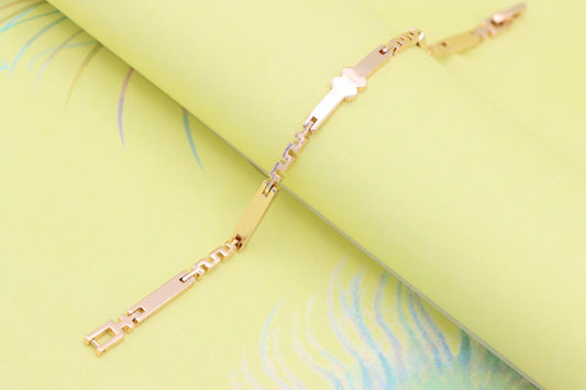 Minimal Rose Gold Bracelet with Polished Clover Accent, XPBL0983 (2099-2)