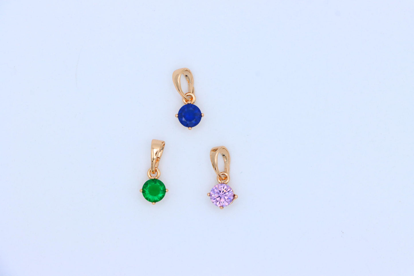 Tiny Purple Stone Pendant in Gold Plated Brass – Subtle Sparkle Charm, XPPT1763 (2152-6)