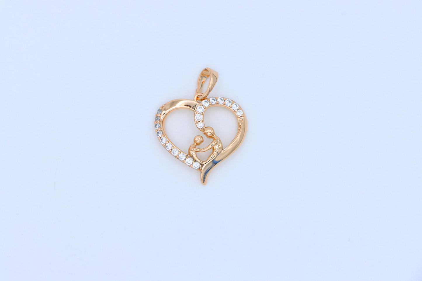 Rose Gold Mother & Child Heart Pendant with Sparkling Stones, XPPT1312 (2131-5)