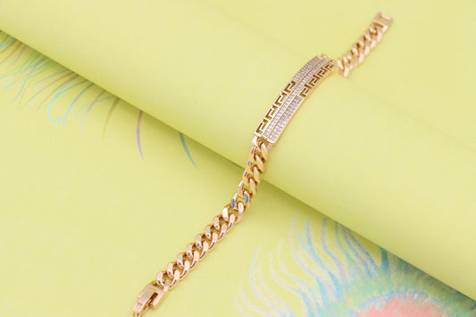Greek Key Crystal Bar Rose Gold Bracelet, XPBL0984 (2099-3)