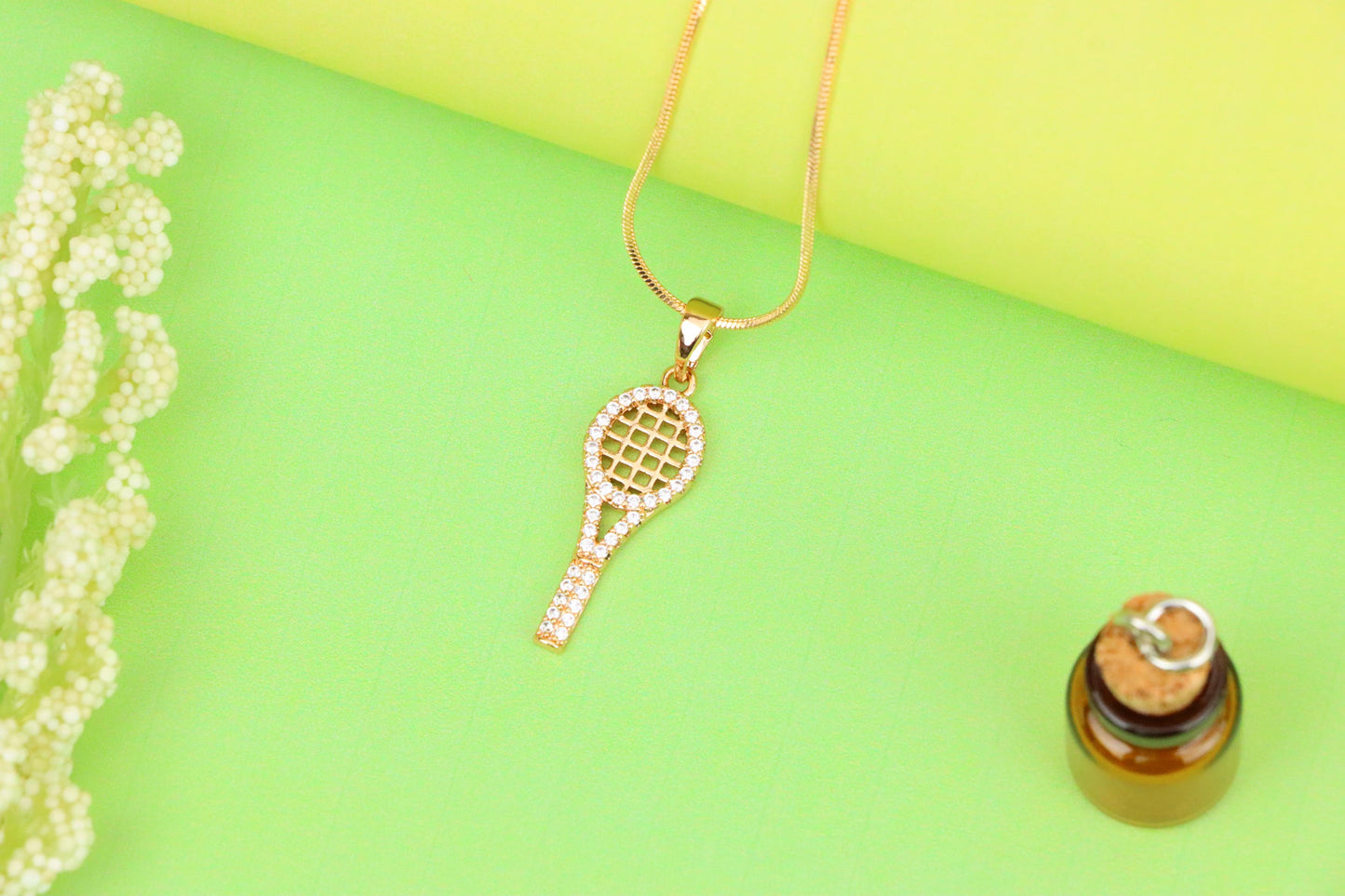 Sparkling Rose Gold Tennis Racket Pendant, XPPT1313 (2131-6)