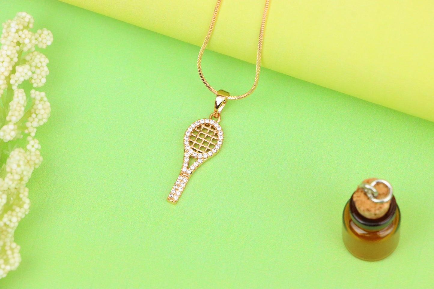Sparkling Rose Gold Tennis Racket Pendant, XPPT1313 (2131-6)
