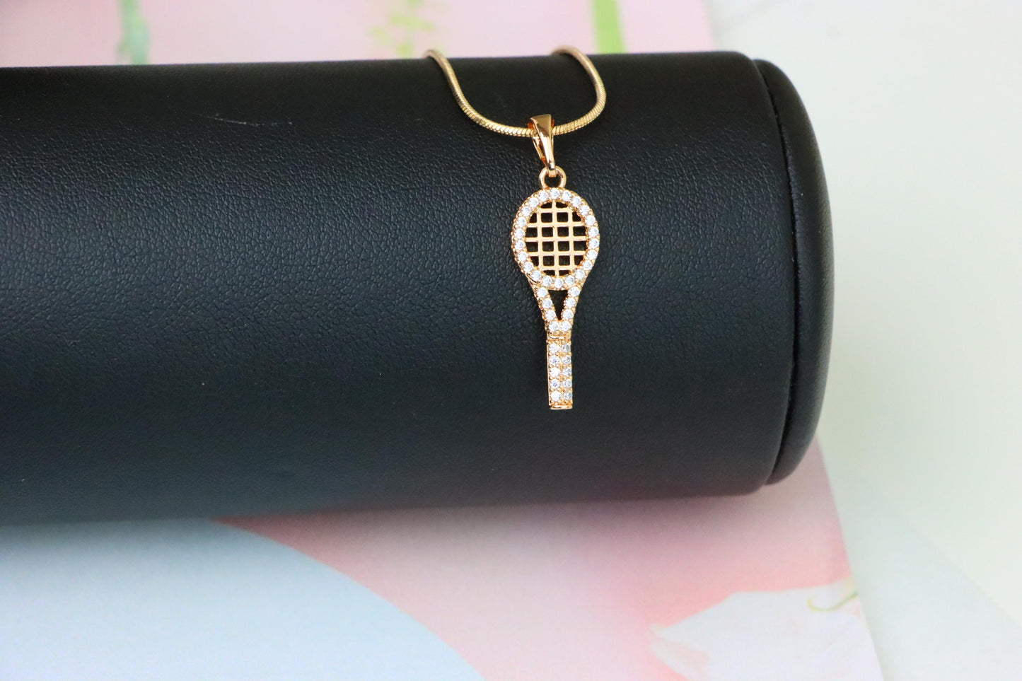Sparkling Rose Gold Tennis Racket Pendant, XPPT1313 (2131-6)